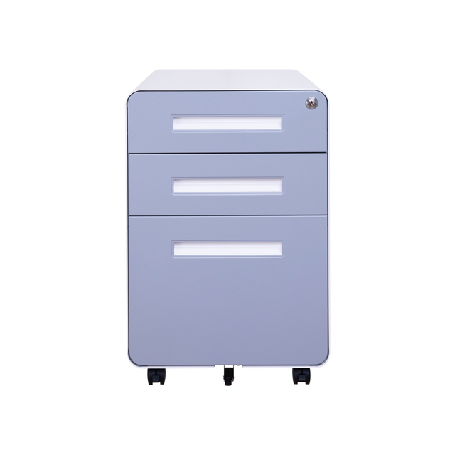Office Equipment round steel 3 drawer mobile pedestal file Mobile storage cabinet with wheels