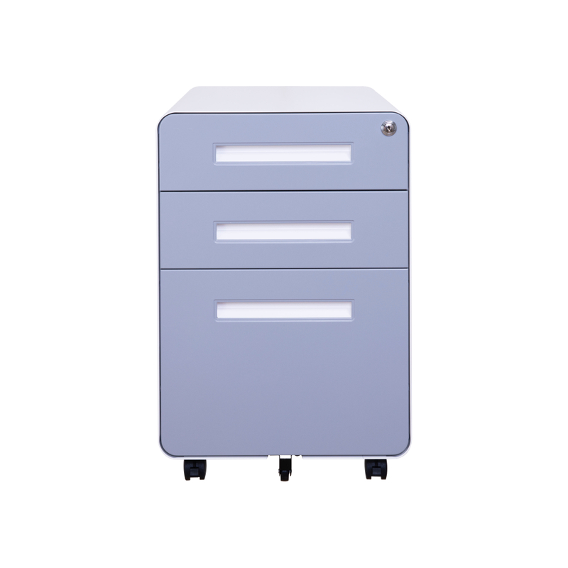 Office Equipment round steel 3 drawer mobile pedestal file Mobile storage cabinet with wheels