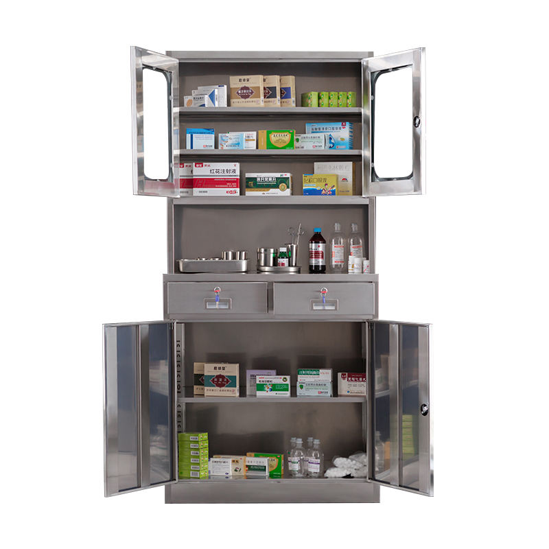 hospital glass door stainless steel file storage cabinet for office and workshop