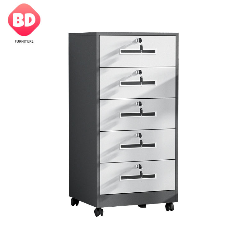 High-looking under-desk cabinet, multi-color file storage cabinet, five-drawer file cabinet with wheels