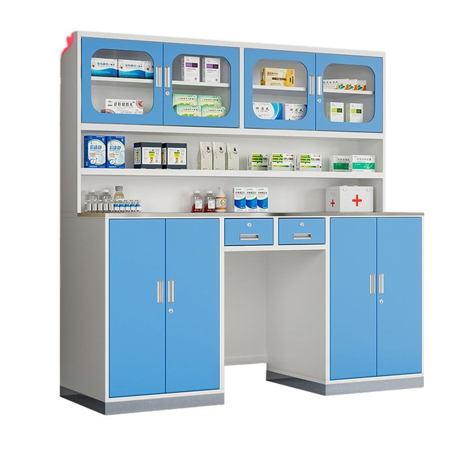 Extra large steel western medicine cabinet with 2 drawers and four doors hollow