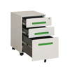 Vertical 3 drawer fireproof metal storage steel mobile pedestal cabinet with and wheels