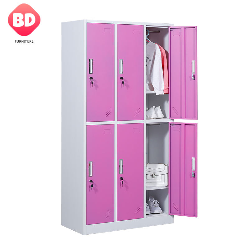 Factory Direct Colorful 6 Door Steel Cabinet Locker Metal Wardrobes School Clothes Cabinets gym lockers