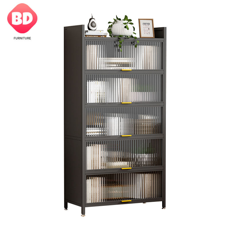Hot-selling flip-door bookcase, five doors and six layers, beautiful and elegant bookshelf