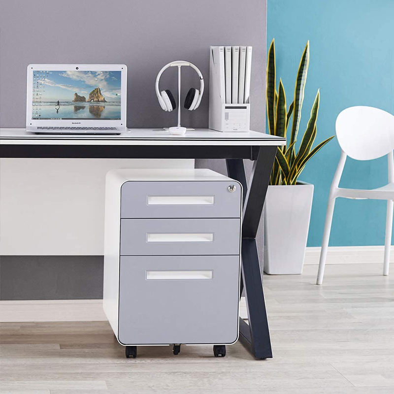 Mobile 3 drawer pedestal cabinet mobile Lockable under desk metal small mobile storage cabinet