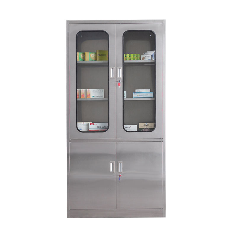 glass door stainless steel file storage cabinet for office and workshop